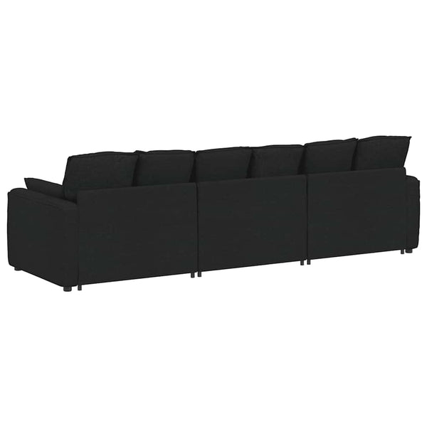 Modulares Sofa mit Kissen, Schwarz