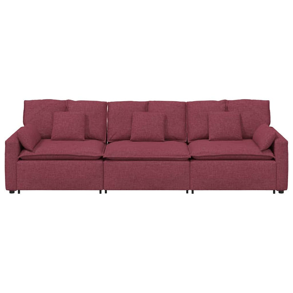 Modulares Sofa Weinrot mit Kissen