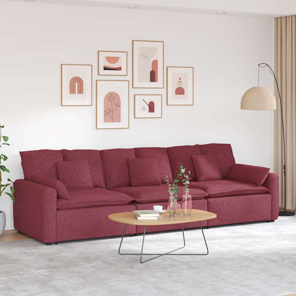 Modulares Sofa Weinrot mit Kissen