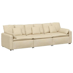 Modulares Sofa Creme mit Kissen