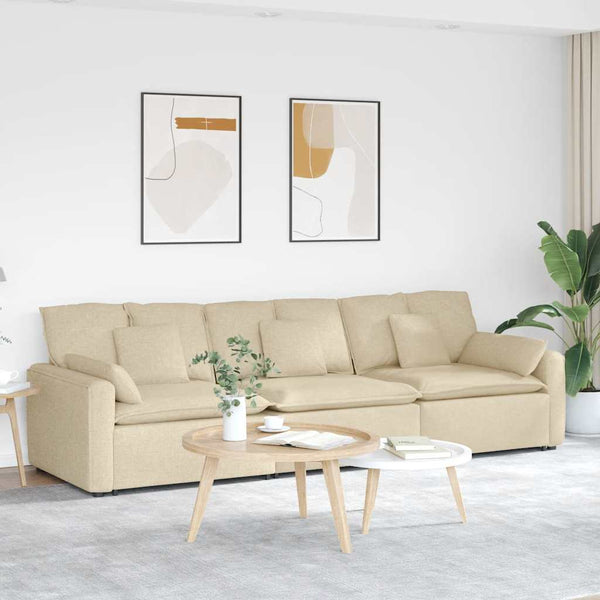Modulares Sofa Creme mit Kissen