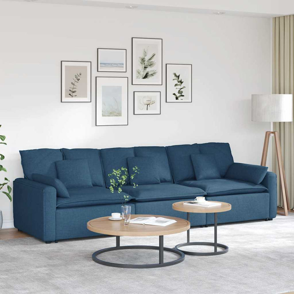 Modulares Sofa Blau mit Kissen