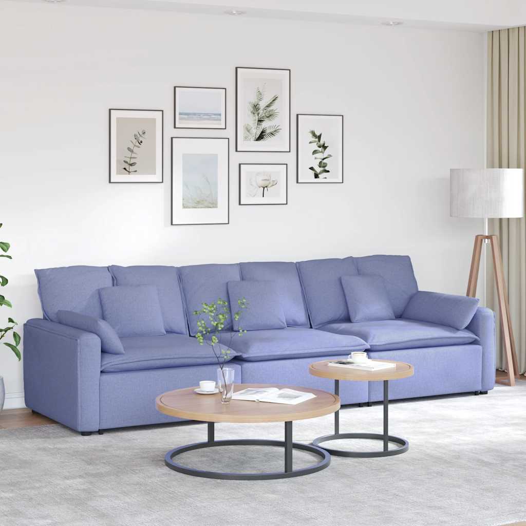 Modulares Sofa Jeansblau mit Kissen