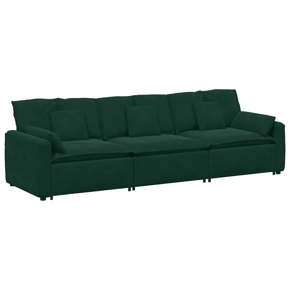 Modulares Sofa Dunkelgrün mit Kissen