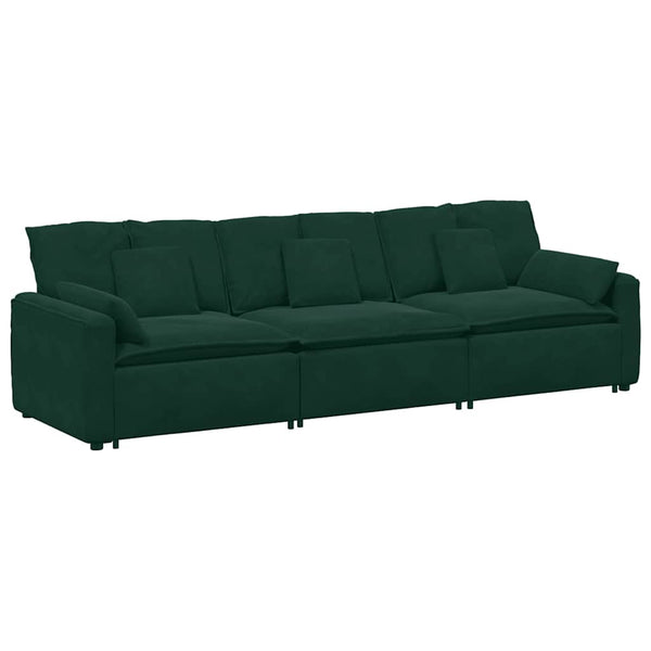 Modulares Sofa Dunkelgrün mit Kissen