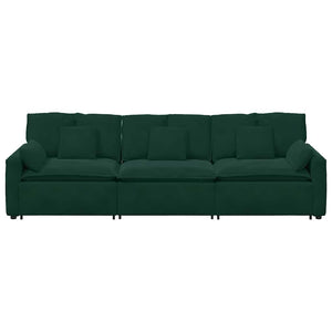 Modulares Sofa Dunkelgrün mit Kissen