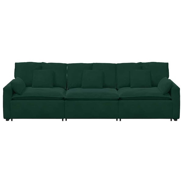 Modulares Sofa Dunkelgrün mit Kissen