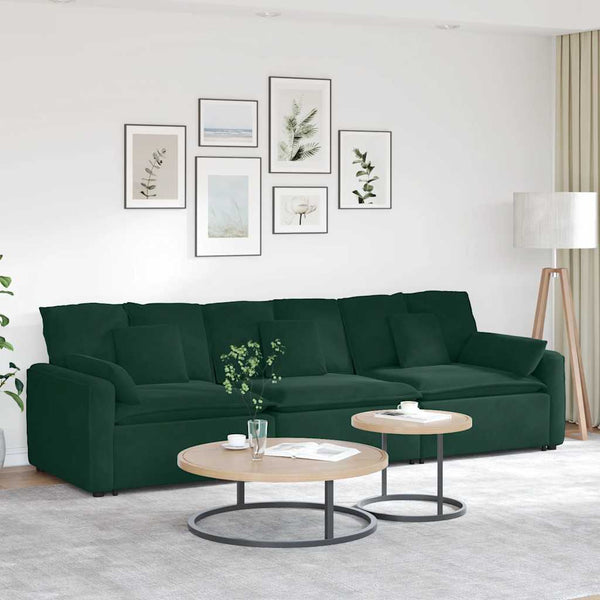 Modulares Sofa Dunkelgrün mit Kissen
