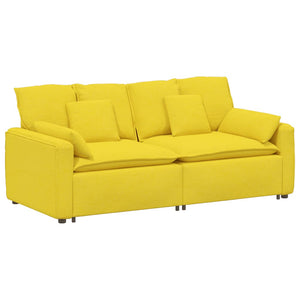 Modulares Sofa Hellgelb mit Kissen