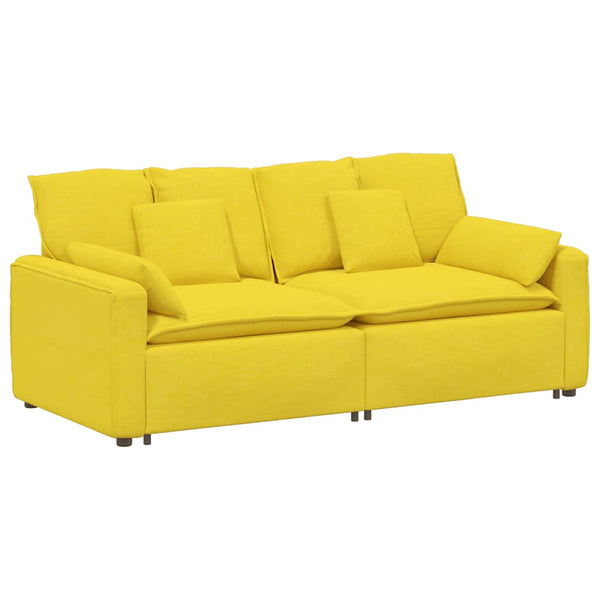 Modulares Sofa Hellgelb mit Kissen