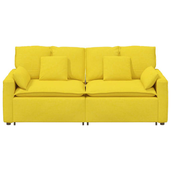 Modulares Sofa Hellgelb mit Kissen
