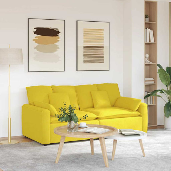 Modulares Sofa Hellgelb mit Kissen