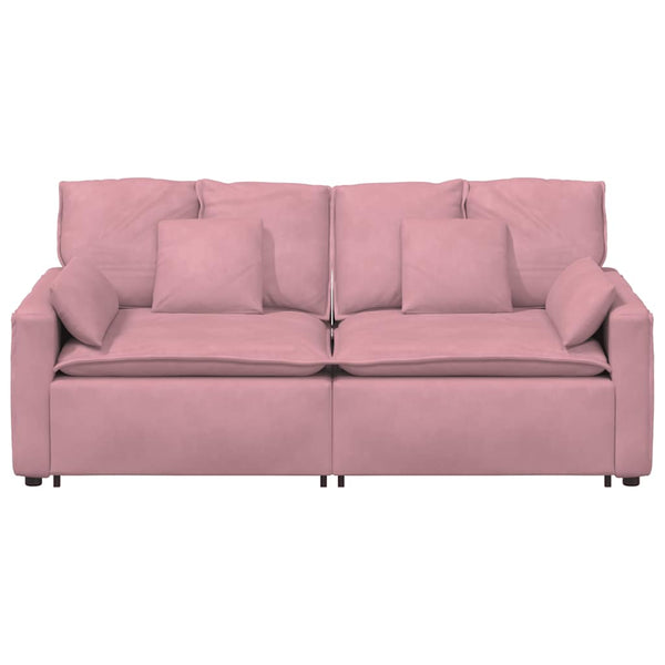 Modulares Sofa Rosa mit Kissen