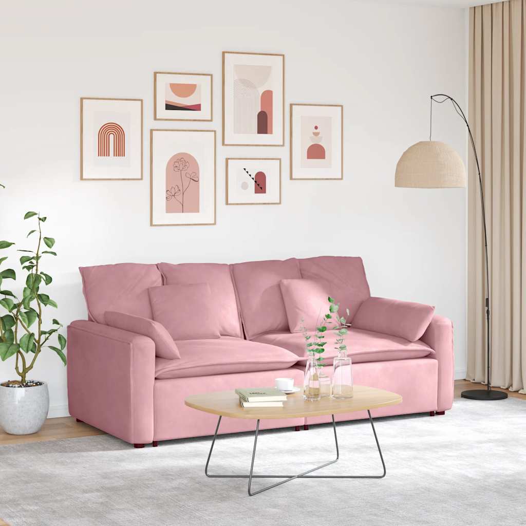Modulares Sofa Rosa mit Kissen