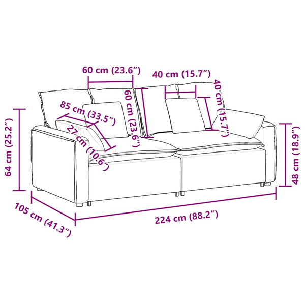 Modulares Sofa Rot Orange mit Kissen