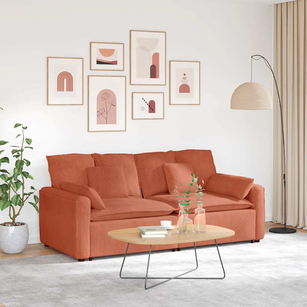 Modulares Sofa Rot Orange mit Kissen