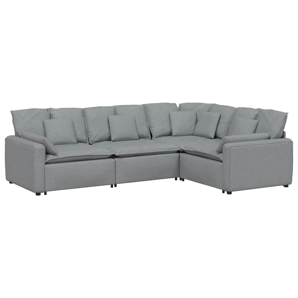 Modulares Sofa Hellgrau mit Kissen