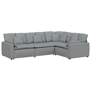 Modulares Sofa Hellgrau mit Kissen