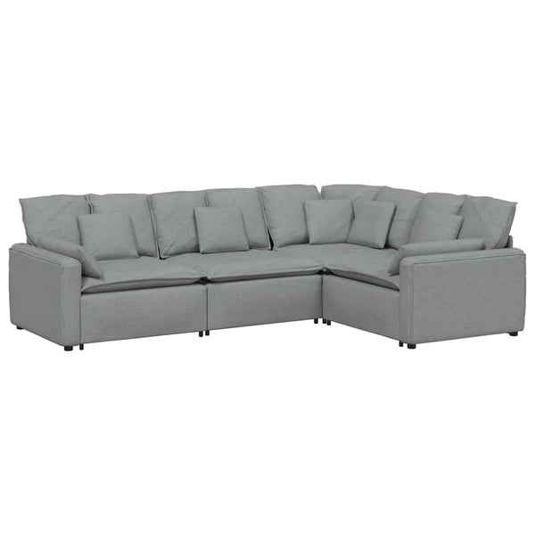 Modulares Sofa Hellgrau mit Kissen