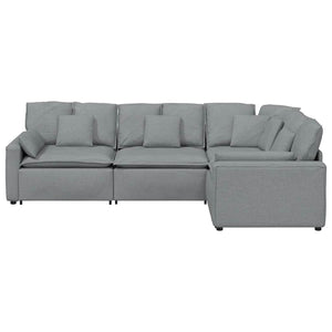 Modulares Sofa Hellgrau mit Kissen