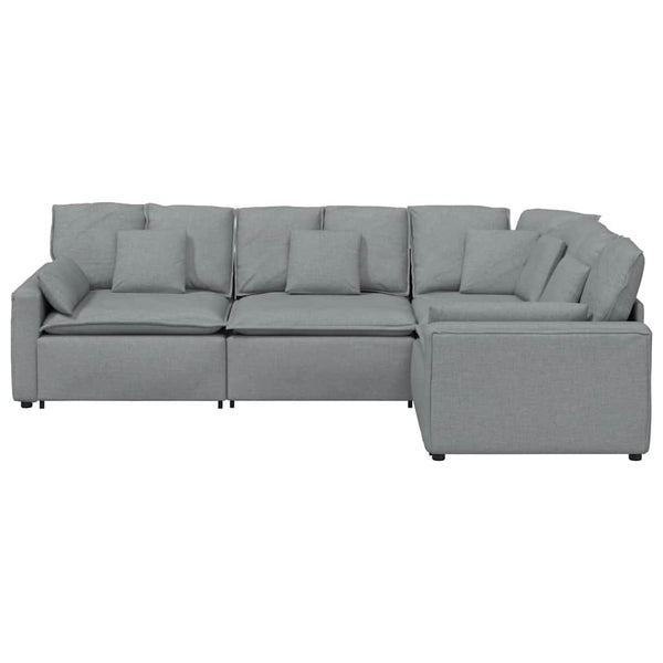 Modulares Sofa Hellgrau mit Kissen