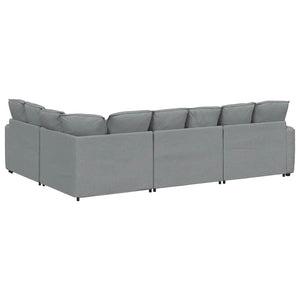 Modulares Sofa Hellgrau mit Kissen