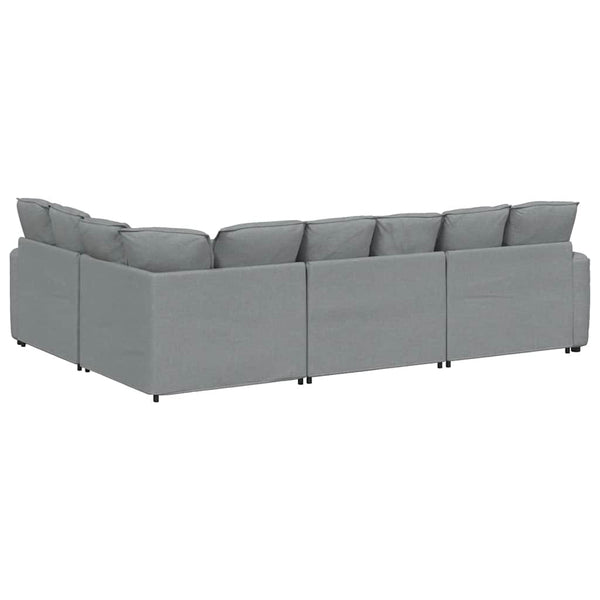 Modulares Sofa Hellgrau mit Kissen