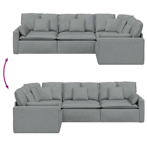 Modulares Sofa Hellgrau mit Kissen