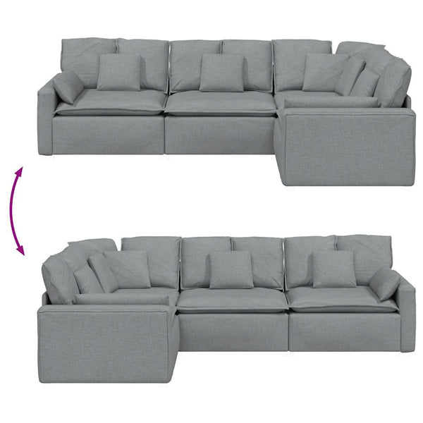 Modulares Sofa Hellgrau mit Kissen