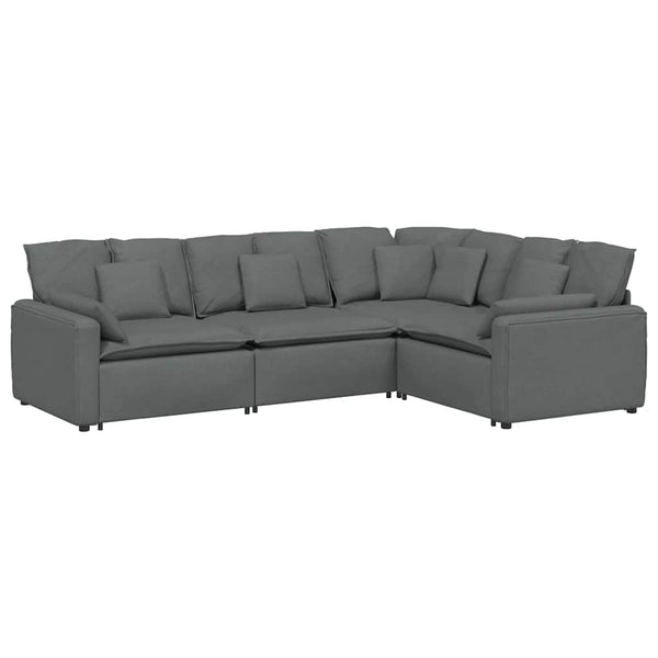Modulares Sofa Dunkelgrau mit Kissen