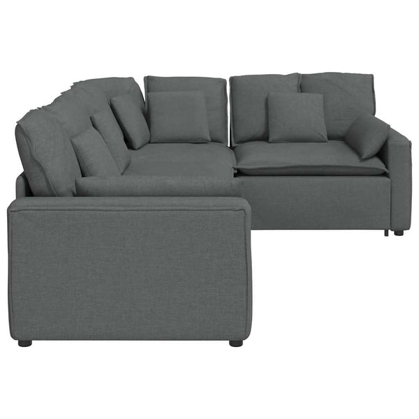 Modulares Sofa Dunkelgrau mit Kissen