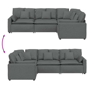 Modulares Sofa Dunkelgrau mit Kissen