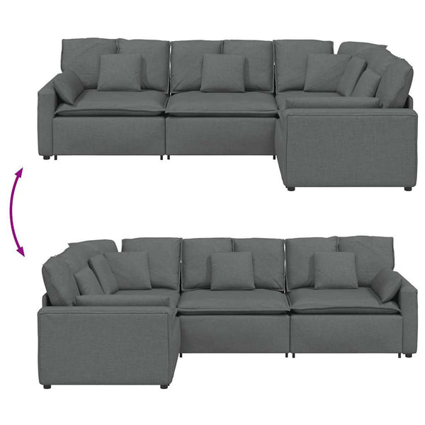 Modulares Sofa Dunkelgrau mit Kissen
