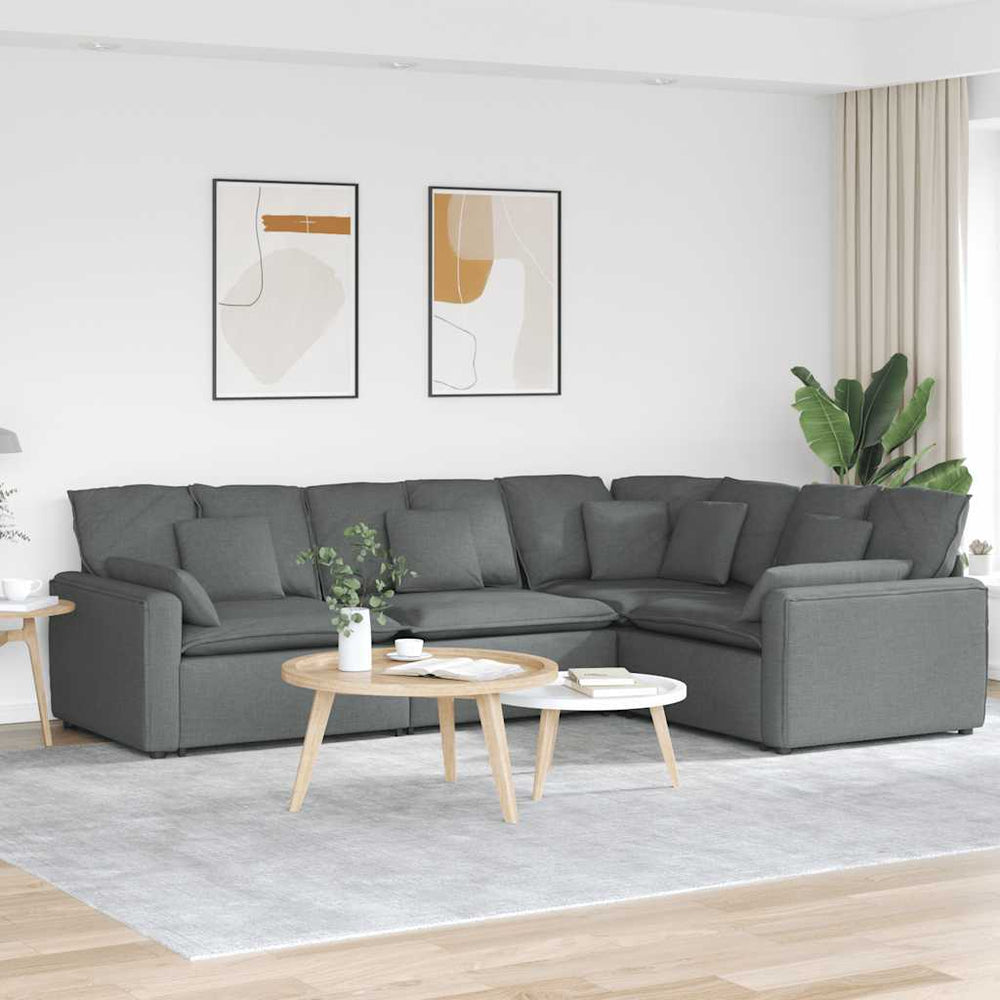 Modulares Sofa Dunkelgrau mit Kissen