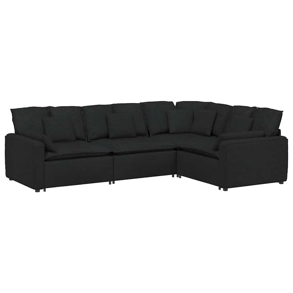 Schwarzes modulares Sofa mit Kissen
