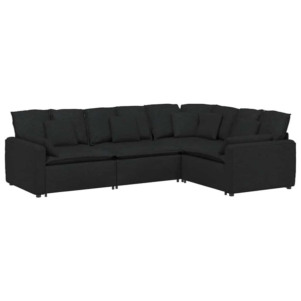 Schwarzes modulares Sofa mit Kissen
