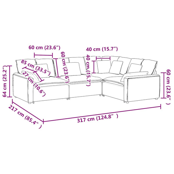 Schwarzes modulares Sofa mit Kissen