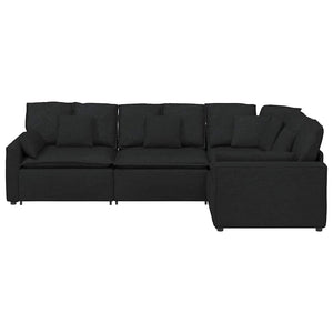 Schwarzes modulares Sofa mit Kissen