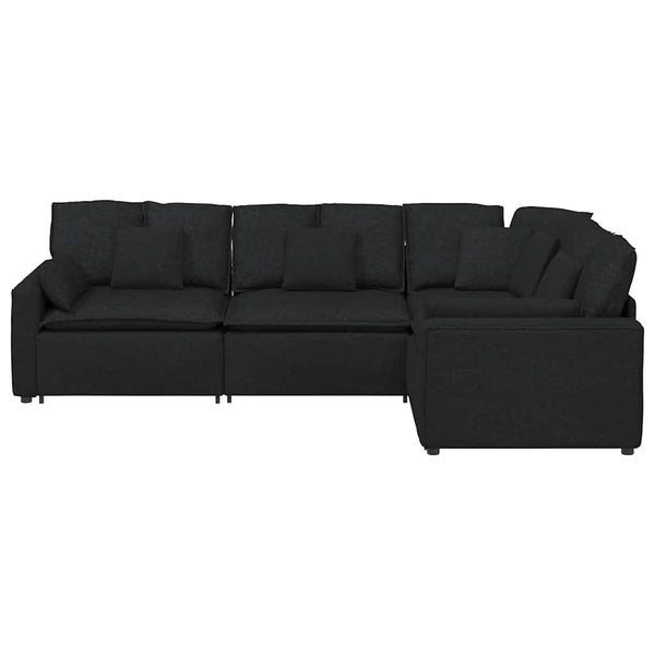 Schwarzes modulares Sofa mit Kissen