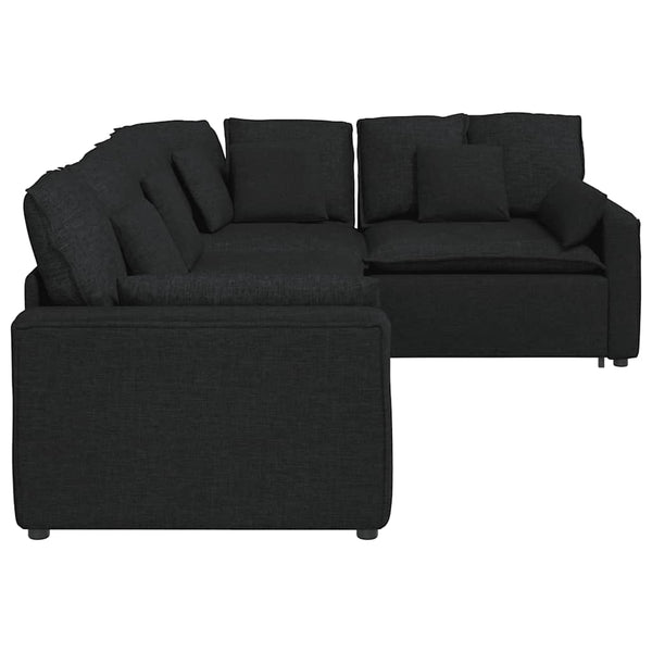 Schwarzes modulares Sofa mit Kissen
