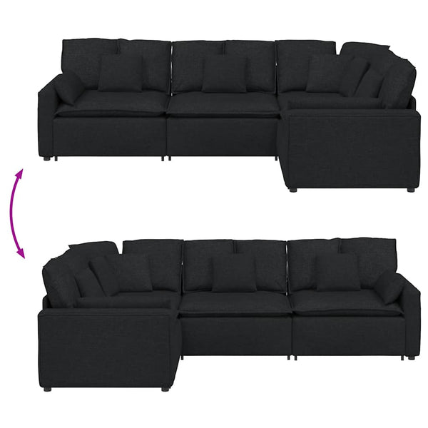 Schwarzes modulares Sofa mit Kissen