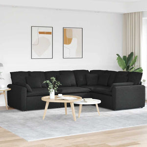 Schwarzes modulares Sofa mit Kissen