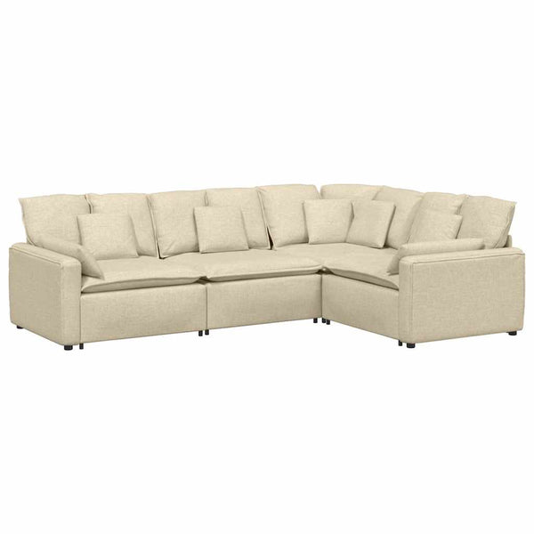 Modulares Sofa Creme mit Kissen
