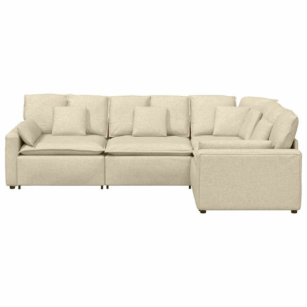 Modulares Sofa Creme mit Kissen