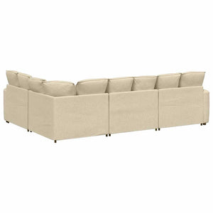 Modulares Sofa Creme mit Kissen