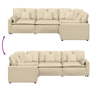 Modulares Sofa Creme mit Kissen