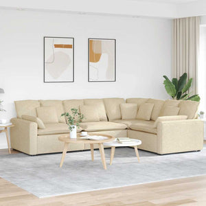 Modulares Sofa Creme mit Kissen