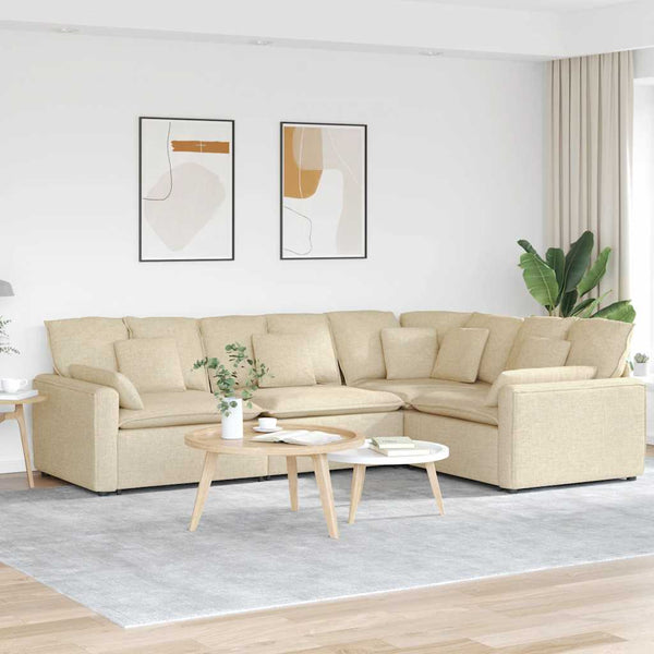 Modulares Sofa Creme mit Kissen