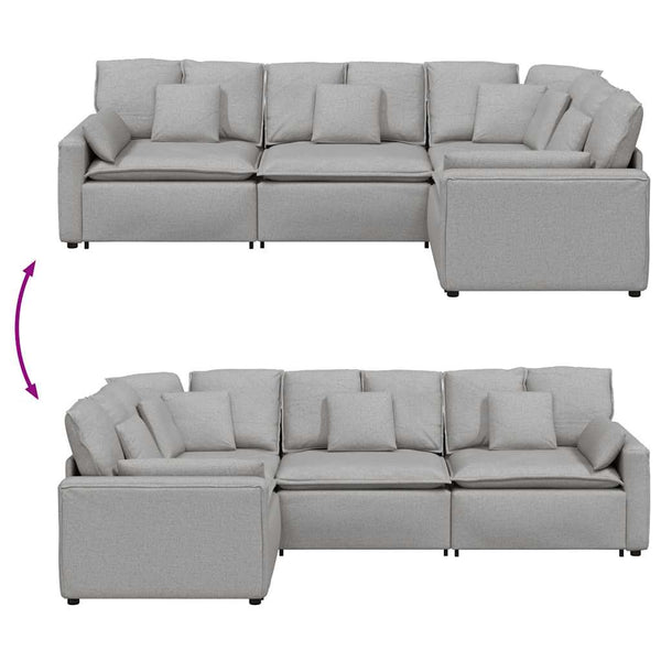 Modulares Sofa Wolkengrau mit Kissen