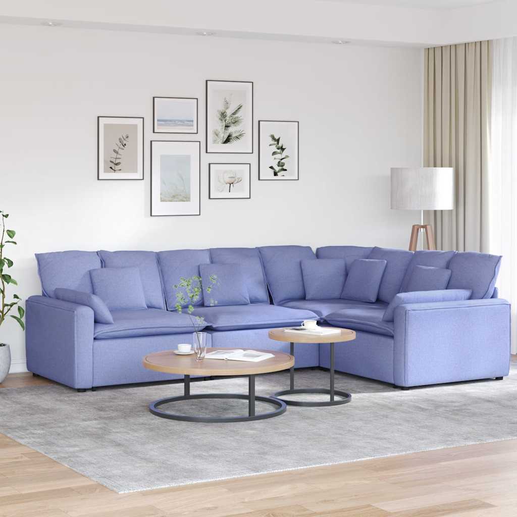 Modulares Jeansblaues Sofa mit Kissen
